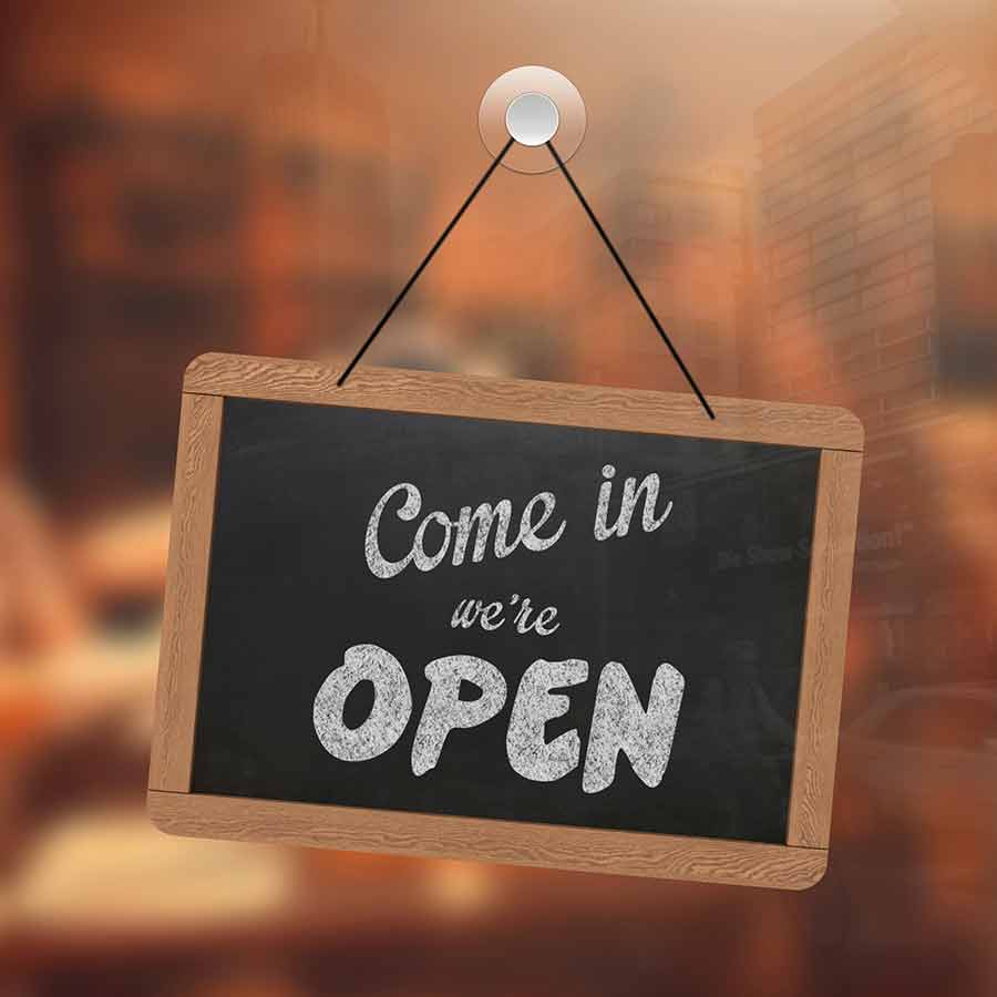 Open sign in store